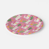ラマスレインボーズグリーンサボテン軽ガーリーピンクかわいい ペーパープレート (アングル)