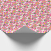 ラマスレインボーズグリーンサボテン軽ガーリーピンクかわいい ラッピングペーパー (角)