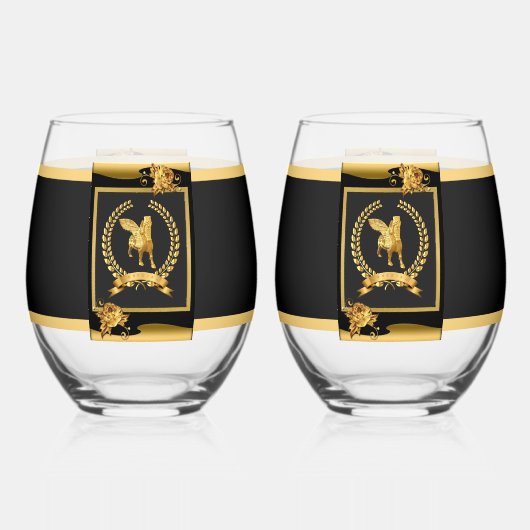 ラマスー金ゴールド飲み物用品セット ステムなしワイングラス (正面)