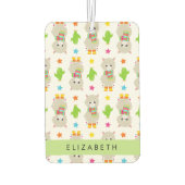 ラマス、アルパカス、サボテン、あなたの名前のパターン カーエアーフレッシュナー (裏面)