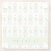 ラマス、アルパカス、サボテン、あなたの名前のパターン ガラスコースター (裏面)