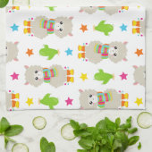 ラマス、アルパカス、サボテン、あなたの名前のパターン キッチンタオル (折り畳み)