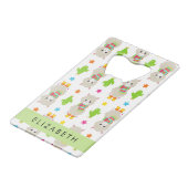 ラマス、アルパカス、サボテン、あなたの名前のパターン クレジットカード栓抜き (裏面アングル)