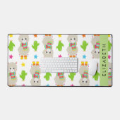 ラマス、アルパカス、サボテン、あなたの名前のパターン デスクマット (キーボード&マウス)