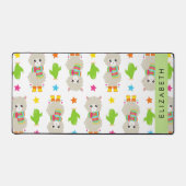 ラマス、アルパカス、サボテン、あなたの名前のパターン デスクマット (正面)