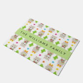 ラマス、アルパカス、サボテン、あなたの名前のパターン ドアマット (アングル)