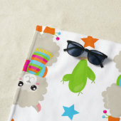 ラマス、アルパカス、サボテン、あなたの名前のパターン ビーチタオル (インサイチュ)