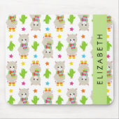 ラマス、アルパカス、サボテン、あなたの名前のパターン マウスパッド (正面)