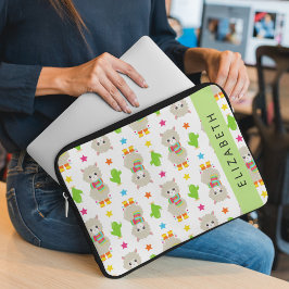 ラマス、アルパカス、サボテン、あなたの名前のパターン ラップトップスリーブ