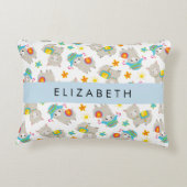 ラマス、アルパカ、花、あなたの名前のパターン アクセントクッション (裏面)