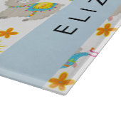 ラマス、アルパカ、花、あなたの名前のパターン カッティングボード (角)