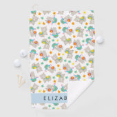 ラマス、アルパカ、花、あなたの名前のパターン ゴルフタオル (インサイチュ)