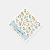 ラマス、アルパカ、花、あなたの名前のパターン スタンダードカクテルナプキン (角)