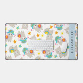 ラマス、アルパカ、花、あなたの名前のパターン デスクマット (キーボード&マウス)