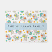 ラマス、アルパカ、花、あなたの名前のパターン ドアマット (正面)