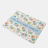 ラマス、アルパカ、花、あなたの名前のパターン ドアマット (アングル)