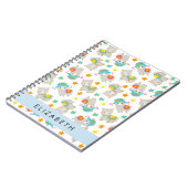 ラマス、アルパカ、花、あなたの名前のパターン ノートブック (左側)