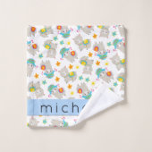 ラマス、アルパカ、花、あなたの名前のパターン バスタオルセット (ウォッシュタオル)