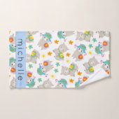 ラマス、アルパカ、花、あなたの名前のパターン バスタオルセット (ハンドタオル)