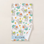 ラマス、アルパカ、花、あなたの名前のパターン バスタオルセット (ハンドタオル)