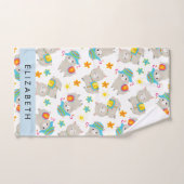 ラマス、アルパカ、花、あなたの名前のパターン バスタオルセット (ハンドタオル)