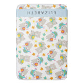 ラマス、アルパカ、花、あなたの名前のパターン バスマット (正面縦)