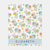 ラマス、アルパカ、花、あなたの名前のパターン フリースブランケット (正面)