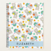 ラマス、アルパカ、花、あなたの名前のパターン プランナー手帳 (正面)