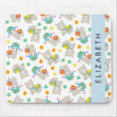 ラマス、アルパカ、花、あなたの名前のパターン マウスパッド (正面)