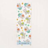 ラマス、アルパカ、花、あなたの名前のパターン ヨガマット (裏面)