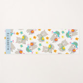 ラマス、アルパカ、花、あなたの名前のパターン ヨガマット (正面(横))