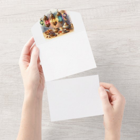 ラマダンの精神を受け入れる オールインワン招待状 (貼ってはがせる)