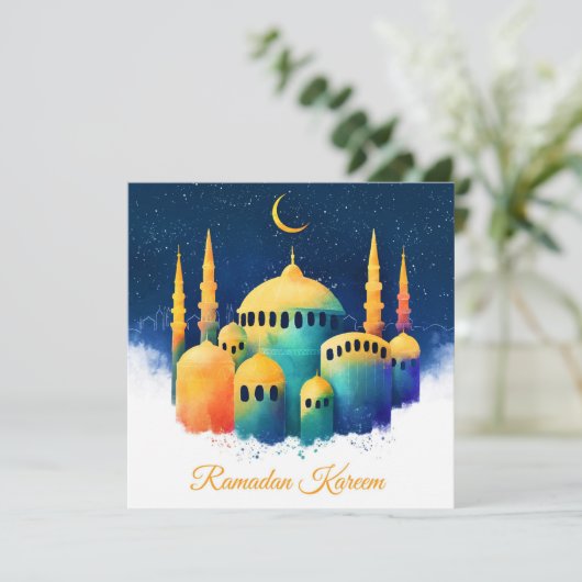 ラマダンウォーターカラーモスククレセント シーズンカード (スタンド正面)