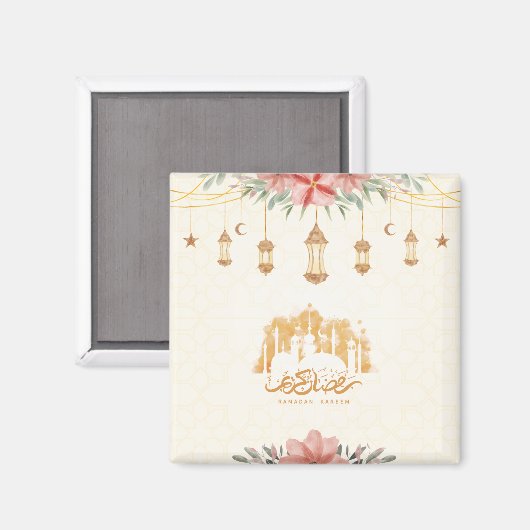 ラマダンカレエムイフタールフローラウォーターカラーランタン マグネット (正面/裏面)