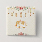 ラマダンカレエムイフタールフローラウォーターカラーランタン 缶バッジ (正面)