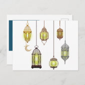 ラマダンカレムクレセントランタンムバラクイスラム シーズンポストカード (正面/裏面)