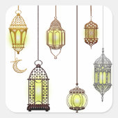 ラマダンカレムクレセントランタンムバラクイスラム スクエアシール (正面)