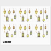 ラマダンカレムクレセントランタンムバラクイスラム スクエアシール (シート)