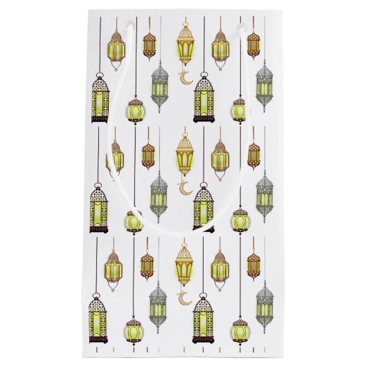 ラマダンカレムクレセントランタンムバラクイスラム スモールペーパーバッグ (正面)