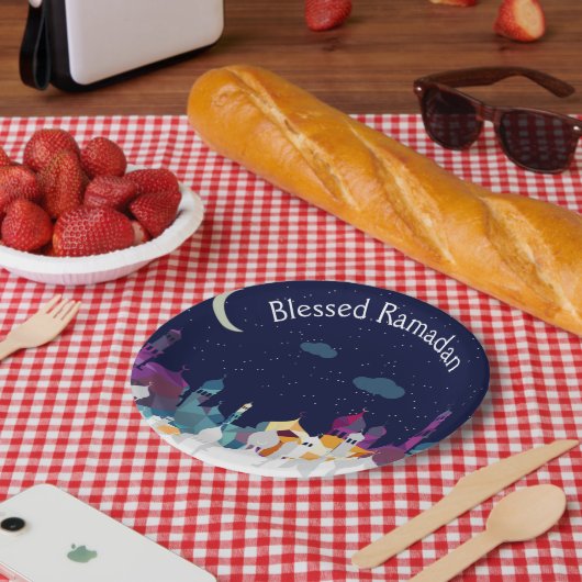 ラマダンカレムタイポグラフィイスラムクレセント文字 ペーパープレート (ピクニック)