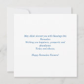 ラマダンカレムムバラクウォーターカラーブルーモスク シーズンカード (裏面)