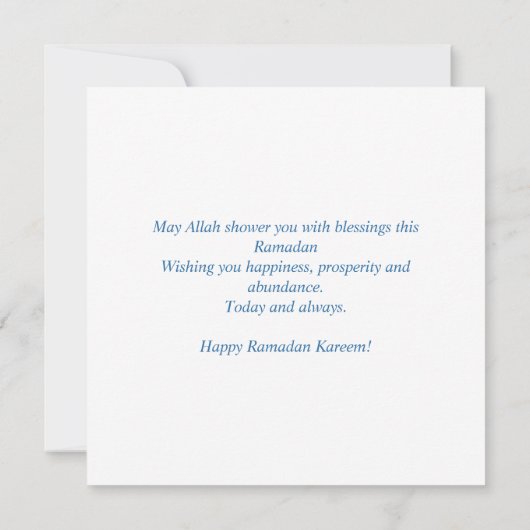 ラマダンカレムムバラクウォーターカラーブルーモスク シーズンカード (裏面)