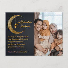 ラマダンカレムンパーソナライズされたムフォト文字 シーズンポストカード