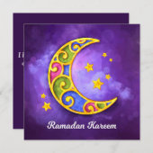 ラマダンカレム |水カラフル色クレセント シーズンカード (正面/裏面)