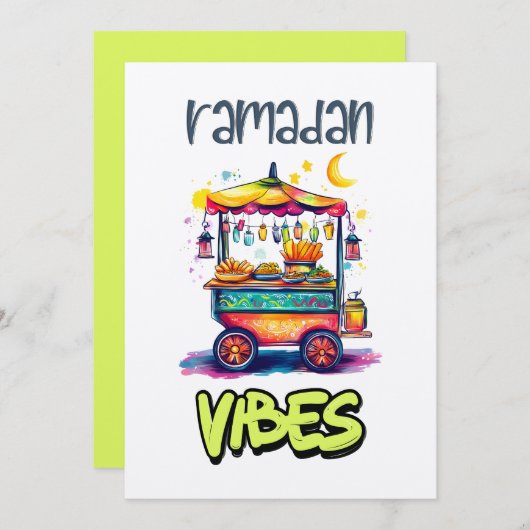 ラマダンビベス | アラビア通りフードカート白熱［赤熱］光を放つ 招待状 (正面/裏面)