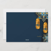 ラマダンブルーアンド金ゴールドグリーティングカード シーズンカード (裏面)