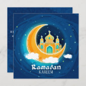 ラマダンブルーウォーターカラーモスク シーズンカード (正面/裏面)