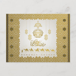 ラマダンムバラクアラビア絵柄書道金ゴールド シーズンポストカード