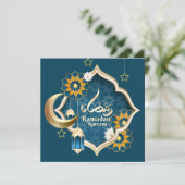 ラマダンムバラクイスラム提灯クレセントスターブルー シーズンカード (スタンド正面)