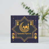 ラマダンムバラクイスラム提灯スタークレセントブルー シーズンカード (スタンド正面)